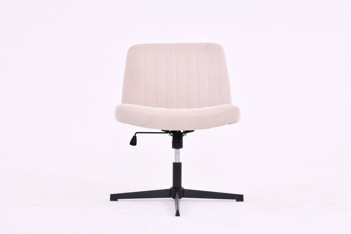 Couch.com Cross Legged Office Chair, Wide Comfty Desk Chair, Vanity Home Chair No Wheels Armless Computer Task Chair, Swivel And Height Adjustable Beige, Adjustable, Modern Style by Couch.com