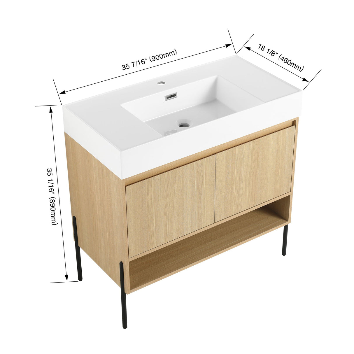 Modern Bathroom Vanity Combo With Single Resin Sink And Storage Cabinet by Couch.com