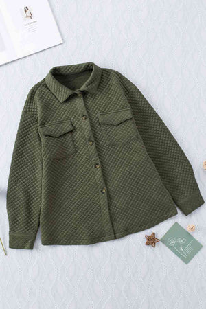 Comfortable Button-Down Collared Jacket Classic Lightweight Classic Design With Pockets