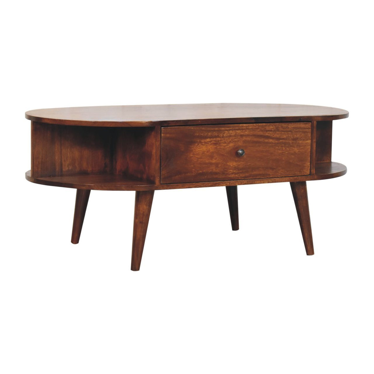 Oval Coffee Table With 1 Drawer - Chestnut by Couch.com