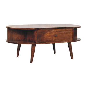 Oval Coffee Table With 1 Drawer - Chestnut by Couch.com