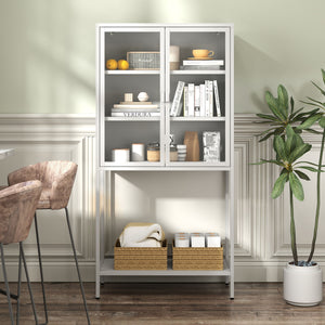 Heavy Duty Metal Storage Cabinet, Display Storage Cabinet With Glass Doors And 2 Adjustable Shelves, Tall Bookcase Modern Bookshelf Cabinet For Home Office, Living Room, Pantry by Couch.com