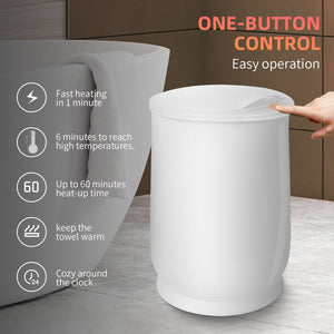Luxury Bucket Towel Warmers, Large Towel Warmers For The Bathroom, Fits Up To 2 Oversized Towels - White by Couch.com
