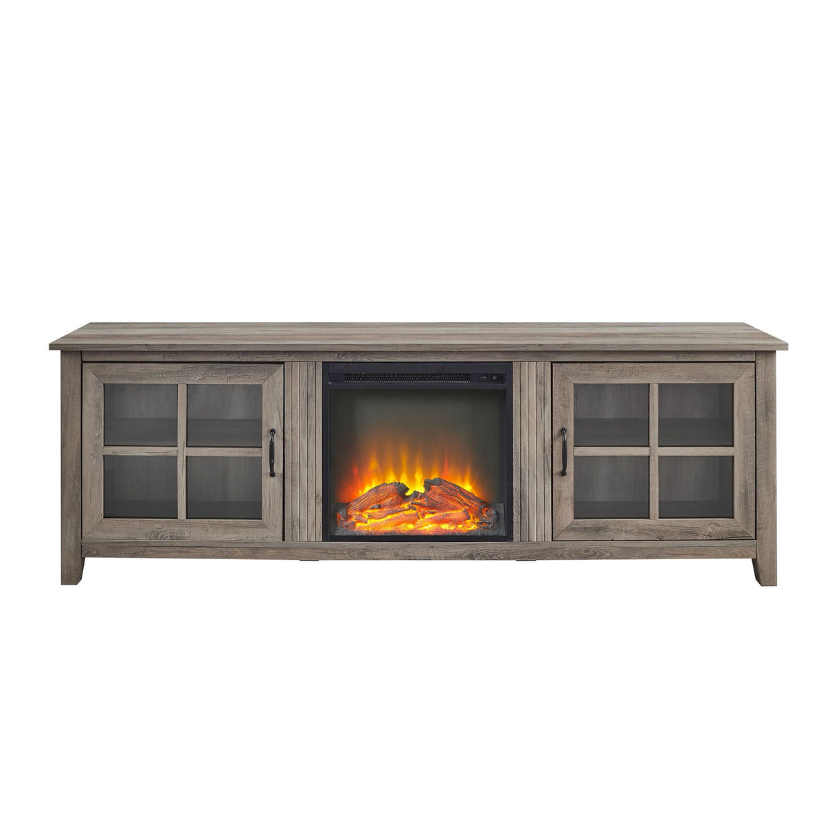 Modern Farmhouse 2 Door Glass Windowpane 70" TV Stand For 80" TVs by Couch.com
