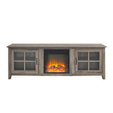 Modern Farmhouse 2 Door Glass Windowpane 70" TV Stand For 80" TVs by Couch.com