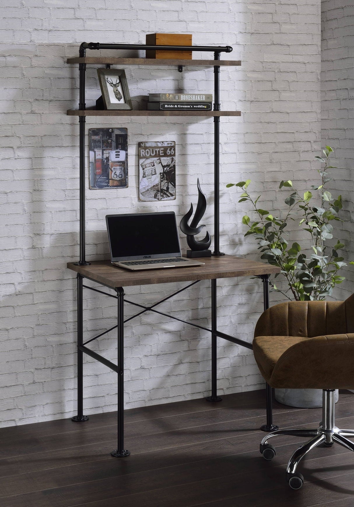 Ensata Rustic Writing Desk - Black / Oak