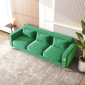Velvet Sofa With Pillows And Metal Leg For Living Room by Couch.com