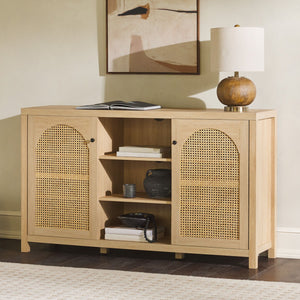 Transitional 2 Door Sideboard With Arched Rattan Panels by Couch.com
