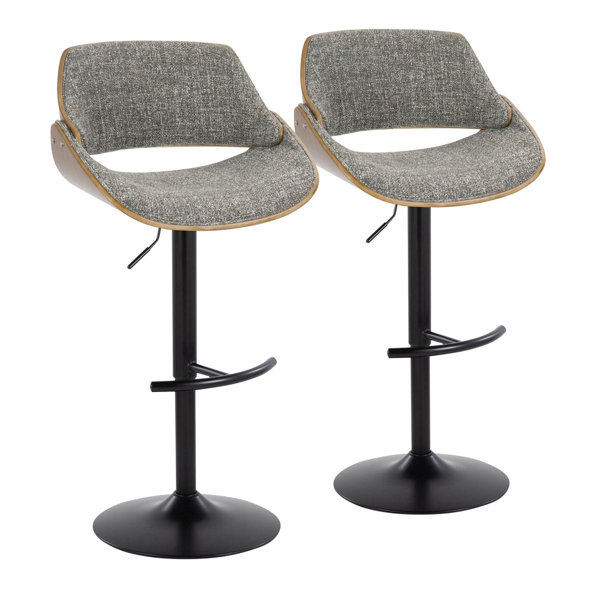 Fabrizzi - Mid Century Modern Adjustable BarStool With Rounded T Footrest (Set of 2) by Couch.com