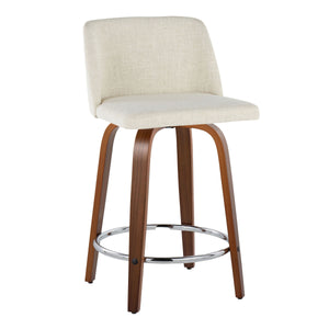 Toriano - Mid Century Modern Fixed Height Counter Stool With Swivel With Round Footrest (Set of 2) by Couch.com