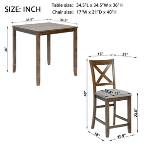 5 Piece Dining Table Set, Wooden Dining Square Table Set For 4 by Couch.com