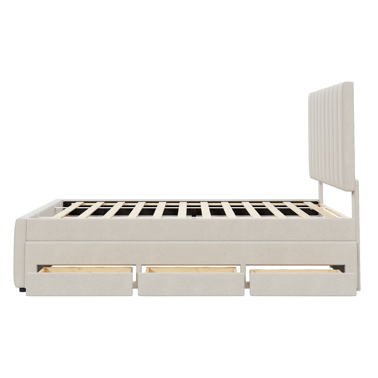 Upholstered Platform Bed With Twin Size Trundle And 3 Drawers by Couch.com