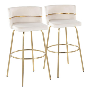 Cinch - Glam / Art Deco Fixed Height Barstool With Swivel With Round Footrest (Set of 2) by Couch.com