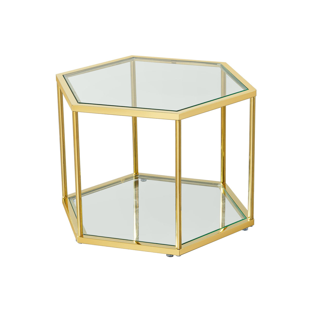 Modern Coffee Table With Double Layer Tempered Glass And Polygonal Design by Couch.com