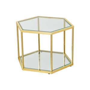 Modern Coffee Table With Double Layer Tempered Glass And Polygonal Design by Couch.com