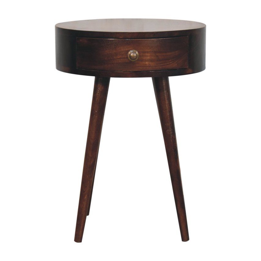 Nordic Circular Shaped Bedside Table - Walnut by Couch.com
