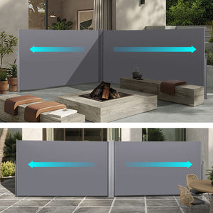 Retractable Side Awning, Waterproof & UV-Resistant, Privacy Screen Divider Roll Up Balcony - Gray by Couch.com