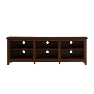 Modern Transitional 3 Shelf Open Storage 70" TV Stand For 80" TVs - Brown by Couch.com
