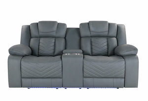 Raize - 10 Power Console Reclining Loveseat With LED - Gray by Couch.com