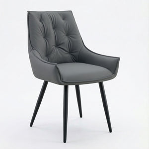 Dining Kitchen Chairs, Flat Back (Set of 2) - Dark Gray