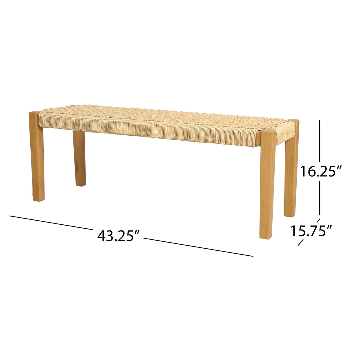 Angie Bench Outdoor Seating Acacia Wood Faux Rattan - Teak