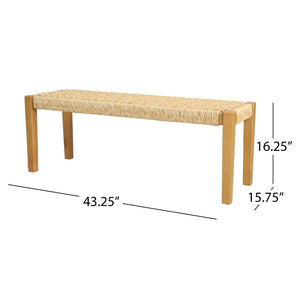 Angie Bench Outdoor Seating Acacia Wood Faux Rattan - Teak
