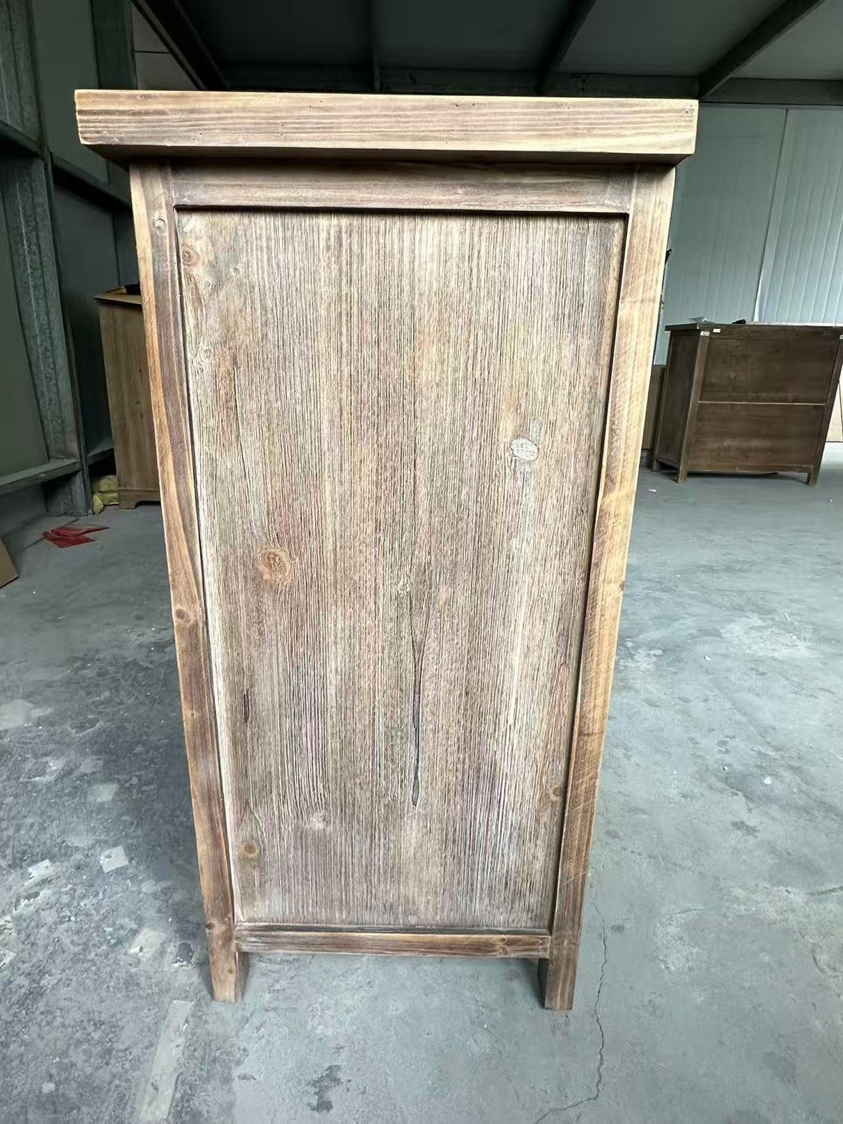Rustic Natural Aged Brown Solid Wood Transitional Storage Cabinet – 31.89'