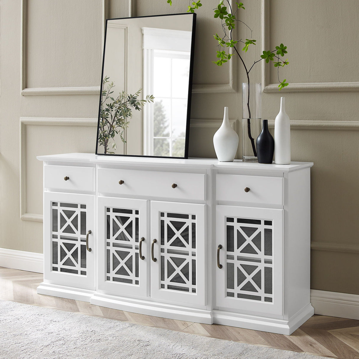 Classic Fretwork Detailed Glass Door Sideboard by Couch.com