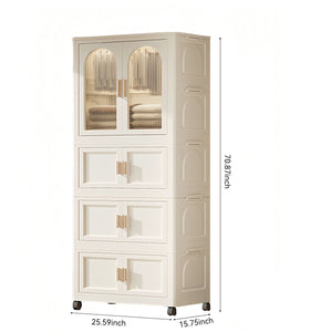 Folding Wardrobe Cabinet With Magnetic Doors, Wheels And Hangers by Couch.com