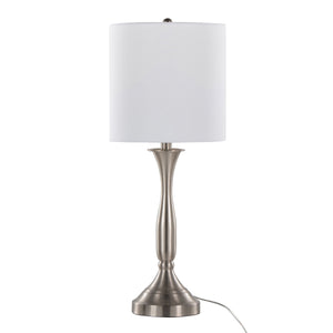 Sawyer - Contemporary Table Lamp (Set of 2) Built In USB Port - Nickel / White by Couch.com