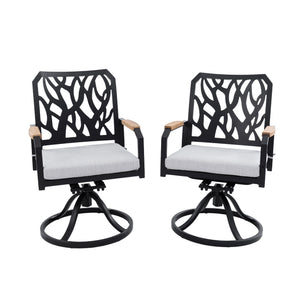 Outdoor Patio Swivel Rocker With Outdoor Grade Sunbrella Cushions, Branch Like Backrest (Set of 2) - Bourbon Brown by Couch.com