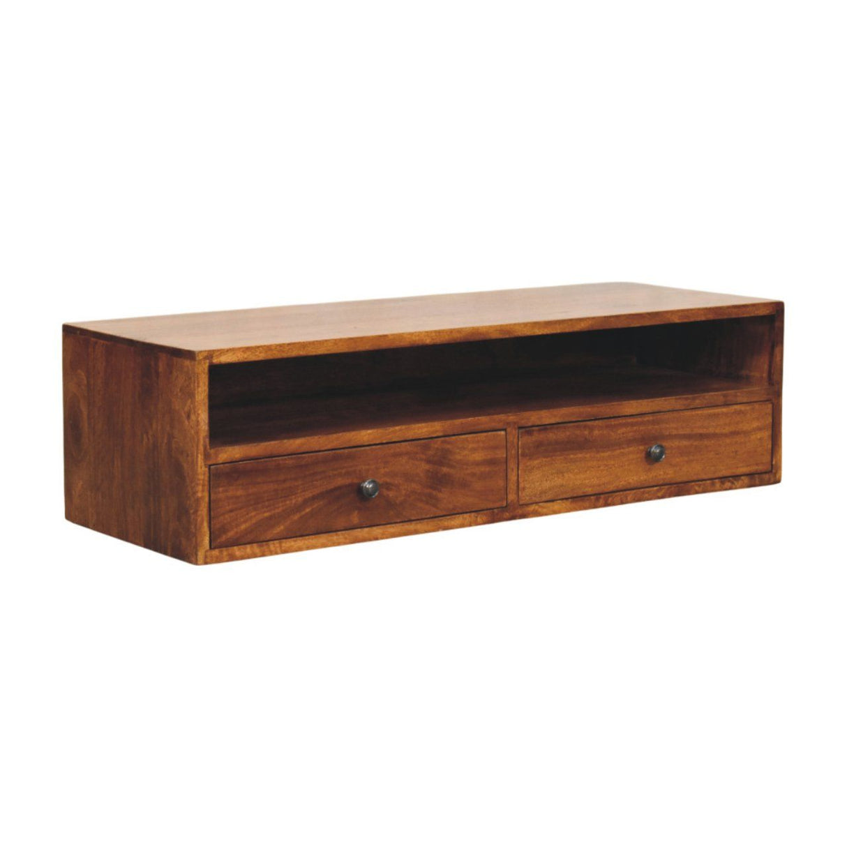 Lunar - 2 Drawer Wall Mounted Media Unit - Brown by Couch.com