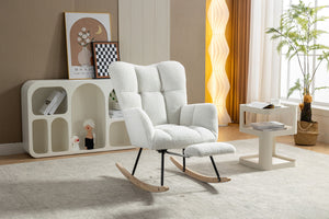 Teddy Fabric Rocking Chair With Adjustable Footrest - Ivory by Couch.com