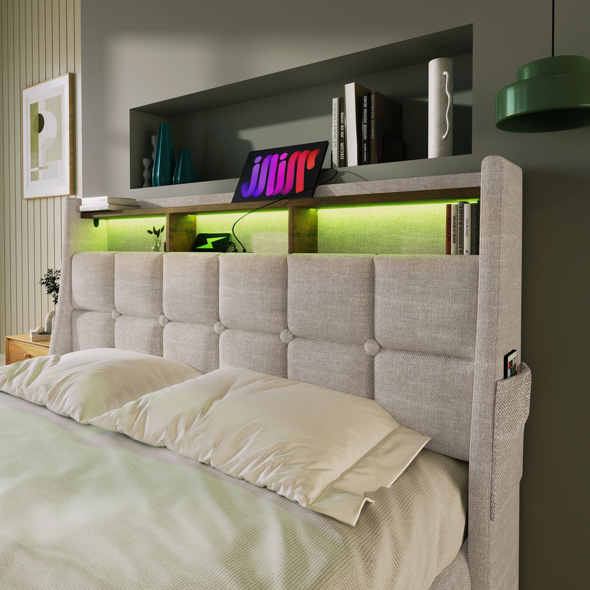 Upholstered Platform Bed With A Hydraulic Storage System, LED And USB Charging (Without Mattress) by Couch.com