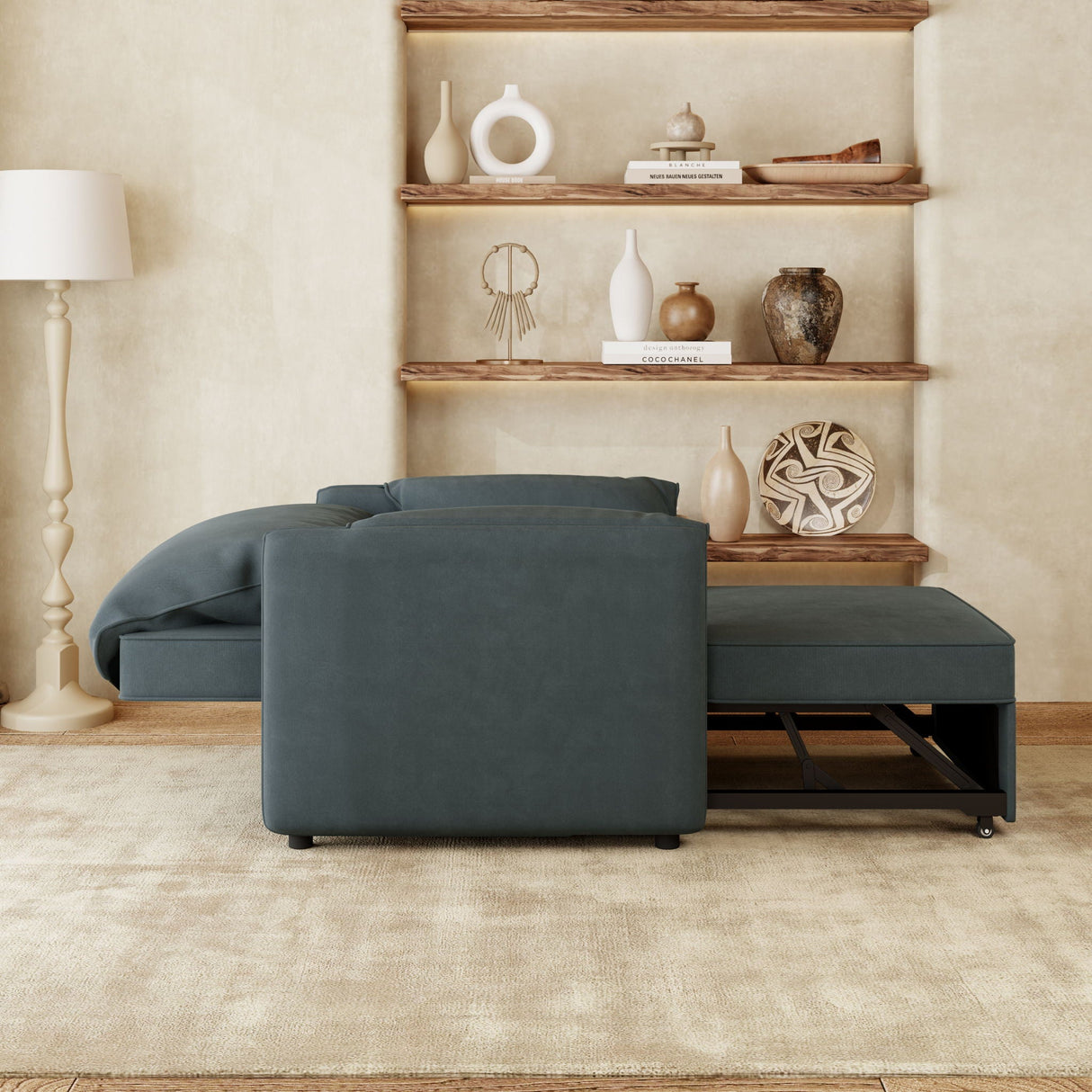 Convertible Pull Out Sofa Bed, 3 In 1 Convertible Sleeper Chair Adjustable Backrest With Thicked Cushions by Couch.com