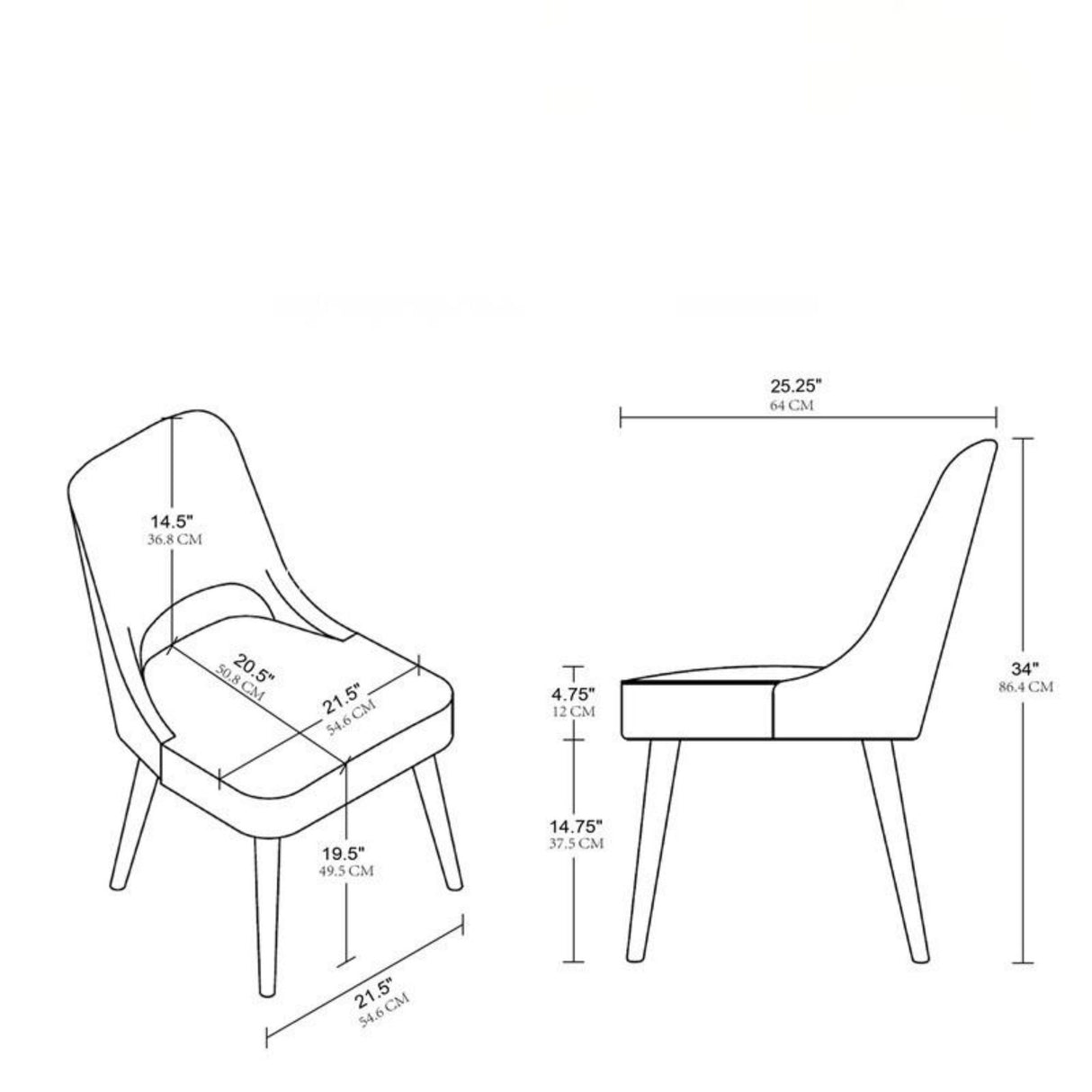 Dining Side Chair Upholstered Textured Fabric With Pecan Solid Wood Legs (Set of 2) - Navy by Couch.com