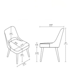 Dining Side Chair Upholstered Textured Fabric With Pecan Solid Wood Legs (Set of 2) - Navy by Couch.com