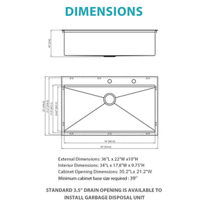 Drop In Kitchen Sink Stainless Steel 16 Gauge
