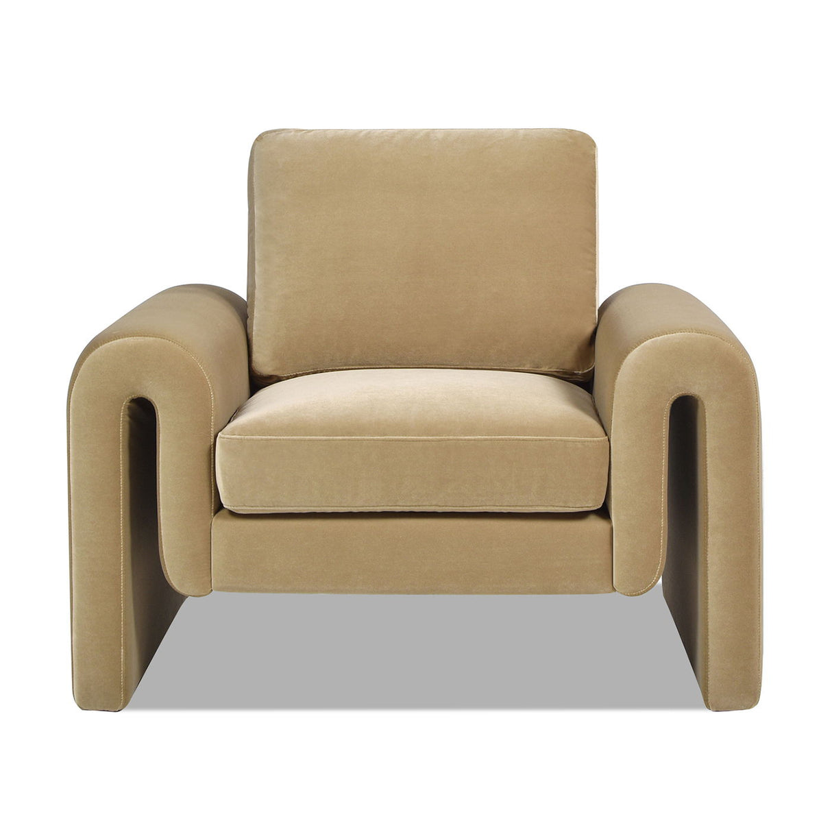 Couch.com Mason Arched Arm Chair Camel Brown Beige, Durable Design, Fabric Construction, Light Brown Finish by Couch.com