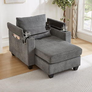 Convertible Chaise Lounge Sofa Chair With USB Ports, Cup Holders, Phone Holder And Storage by Couch.com