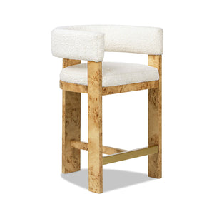 Vavona - Burl Upholstered Barrel Back Counter Height Bar Stool - Polar Off White by Couch.com