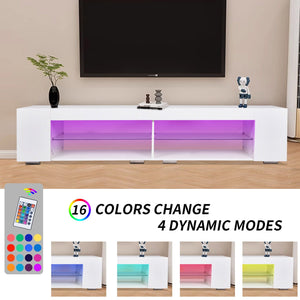 LED TV Stand Modern Entertainment Center With Storage High Gloss Gaming Living Room Bedroom TV Cabinet - White by Couch.com