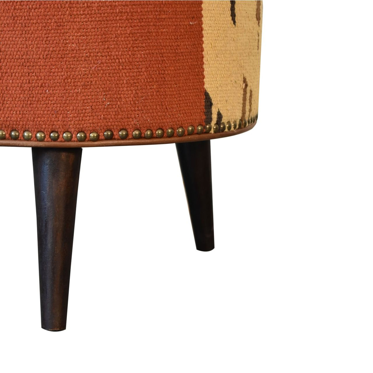 Durrie & Leather Mixed Footstool - Brown by Couch.com