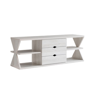 Modern TV Stand With Four Open Shelves And Three Storage Drawers - White Oak by Couch.com