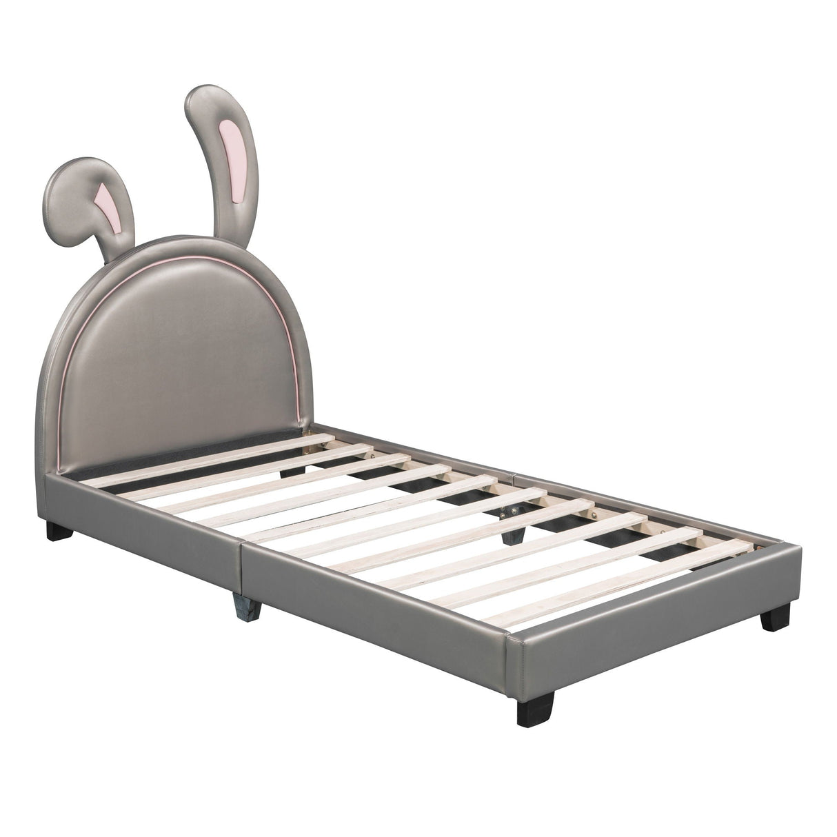 Upholstered Leather Platform Bed With Rabbit Ornament by Couch.com