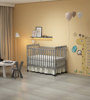 Crib 3 In 1 Convertible, Made Of Sustainable Pinewood, Non Toxic Finish, Comes With Locking Wheels, Wooden Nursery Furniture by Couch.com