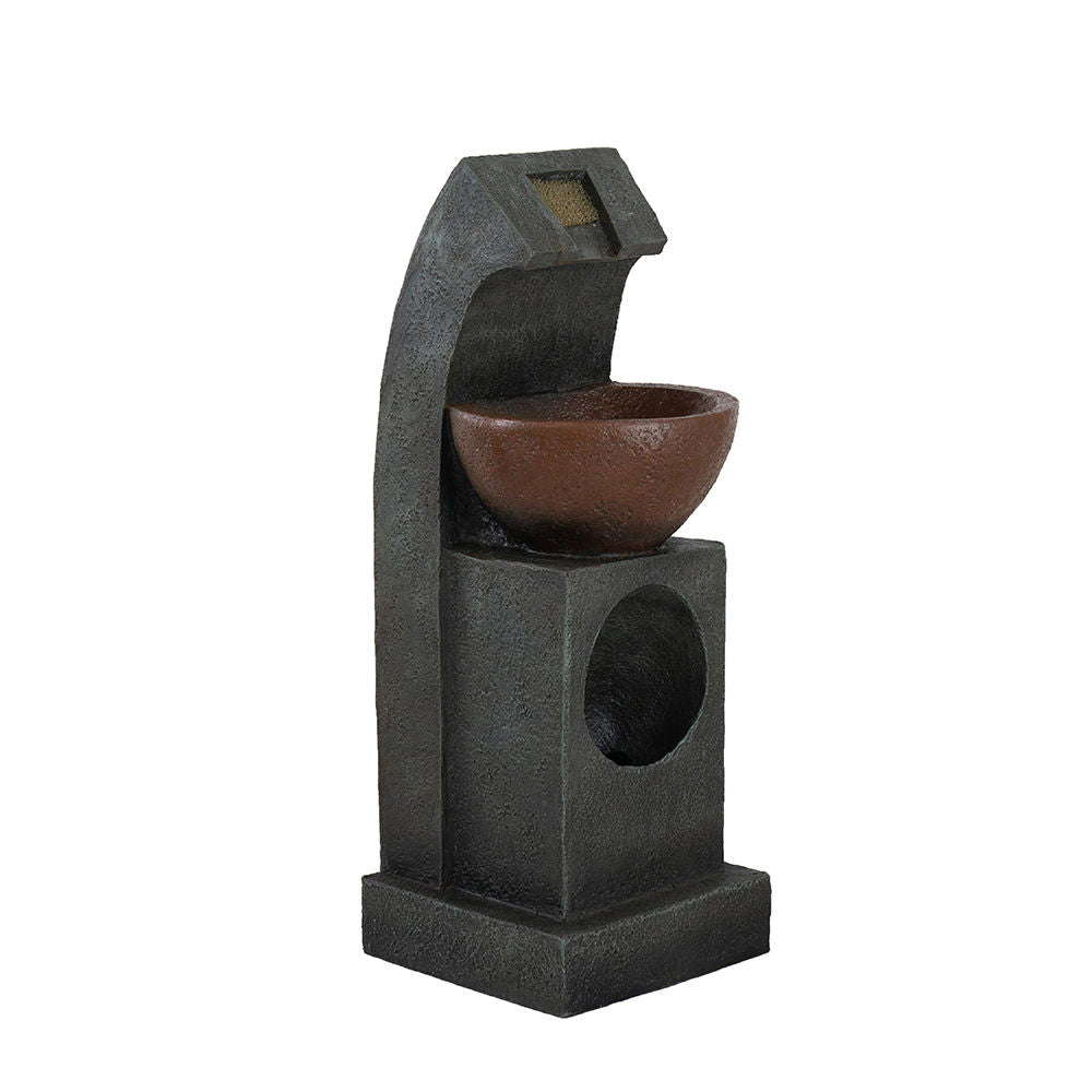 Sculptural Water Fountain With Bowl Basin, With Light And Pump, For Indoor And Outdoor - Brown / Black by Couch.com