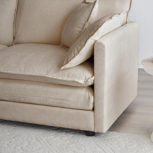 Mid-Century Modern 3-Seater Sofa with Pillows