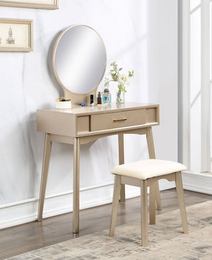 Maly - Contemporary Wood Vanity And Stool Set - Gold by Couch.com
