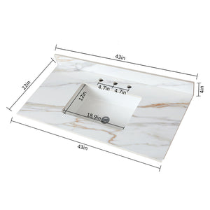 Vanity Top With Undermount Sink And Backsplash, Sintered Stone